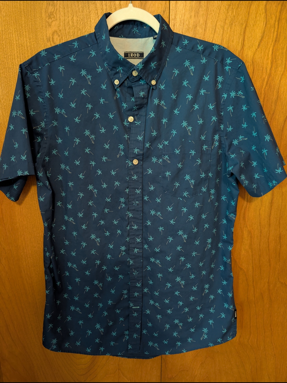 IZOD Men's Navy Short-Sleeve Palm-Print Button-Down Shirt
